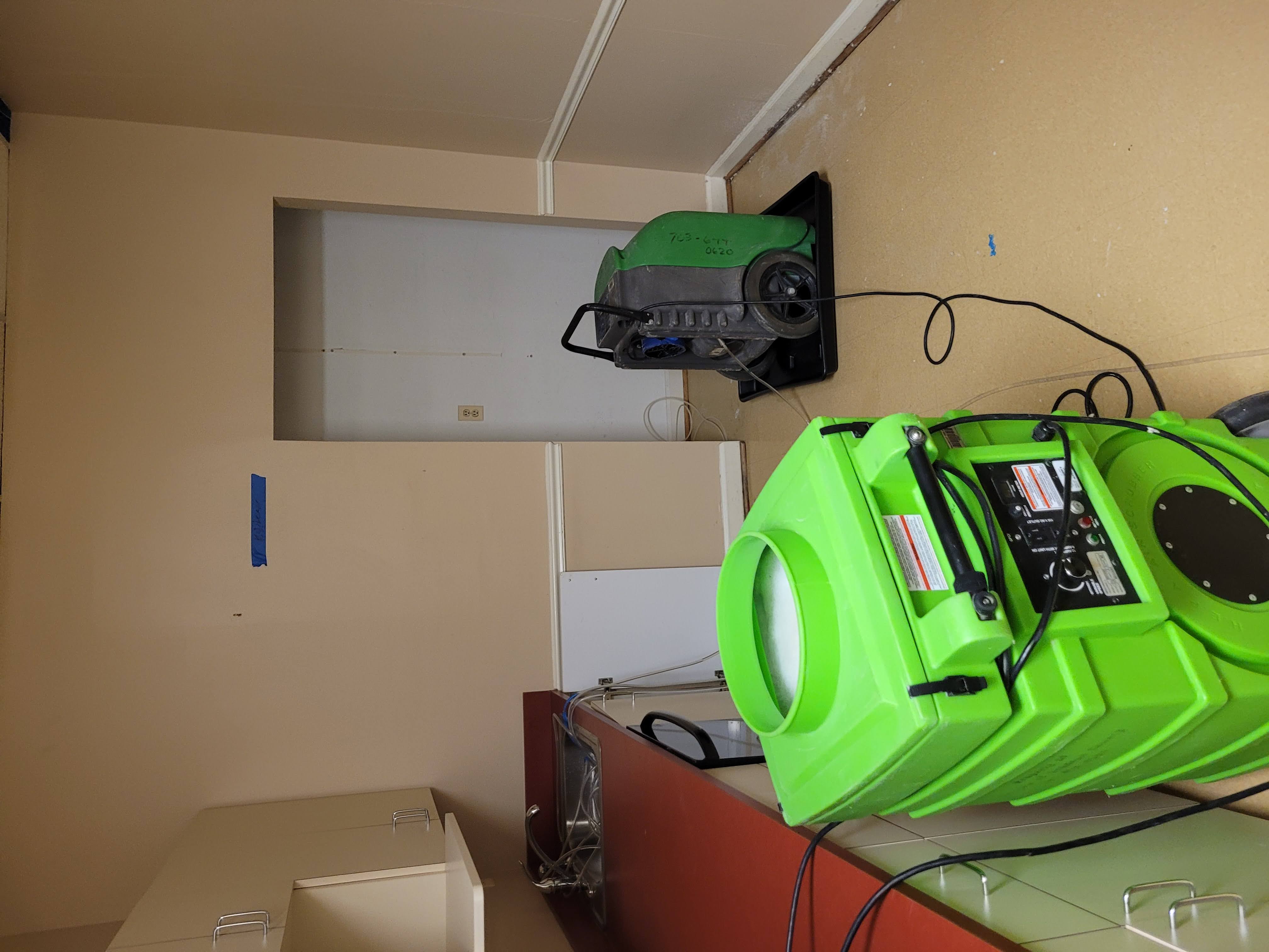Professional water damage restoration equipment and dehumidifiers used by RTS Environmental