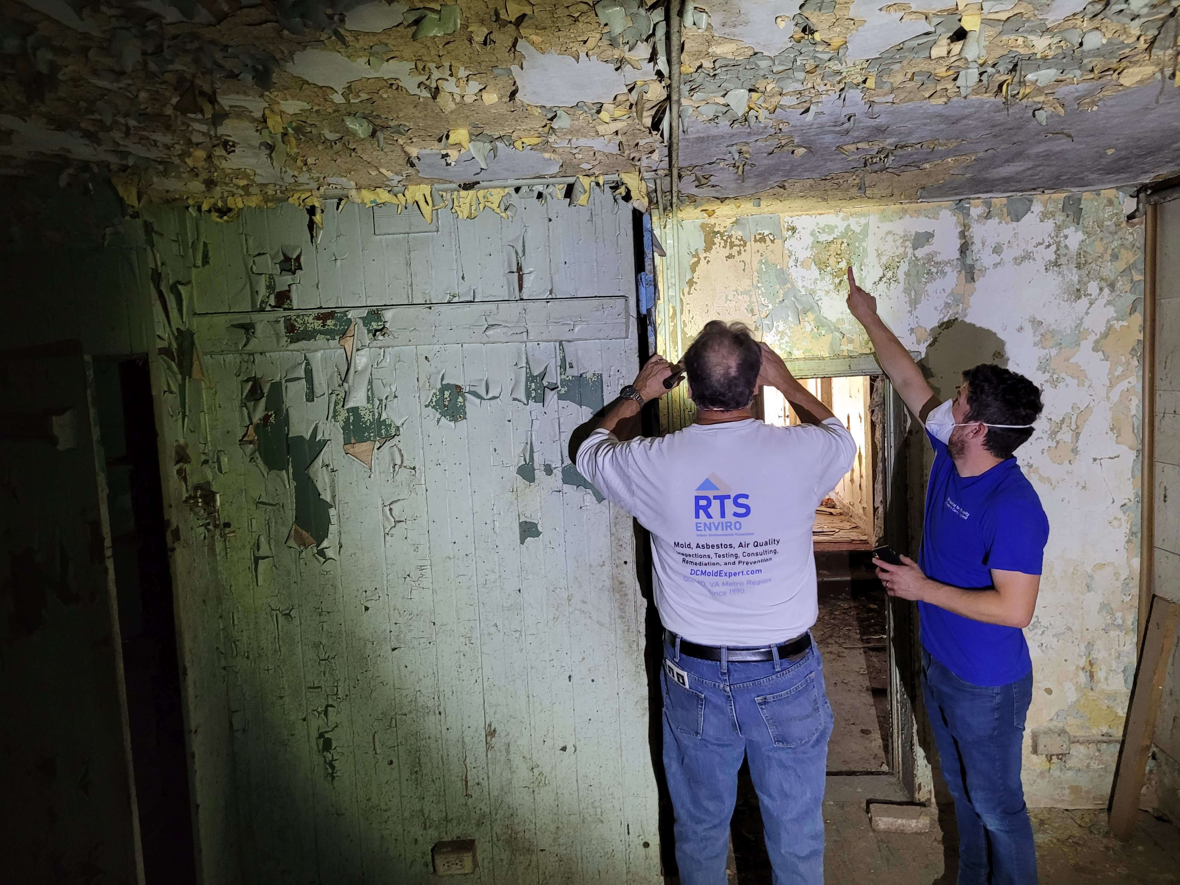 RTS Environmental professional inspection team conducting mold and water damage assessment in Maryland